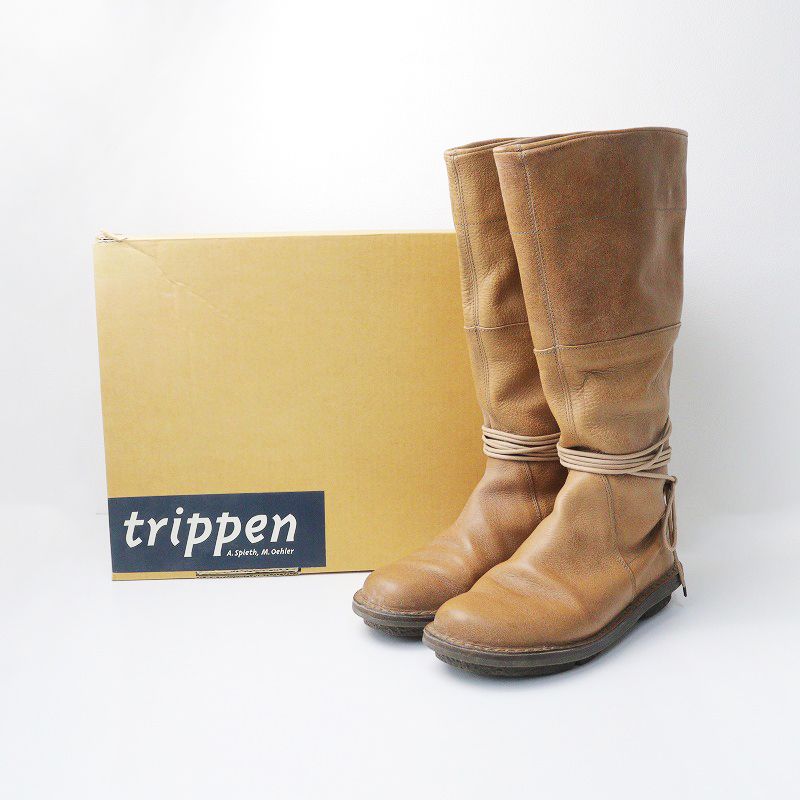 トリッペン trippen Mexico レザー ロングブーツ 39/ベージュ 靴 