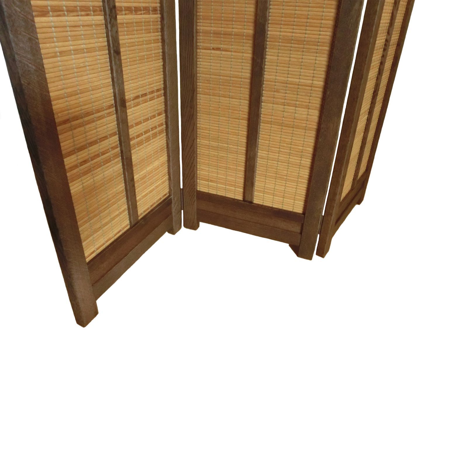 天然ヨシベニヤ貼り小さめ3連スクリーン 自由丁番使用屏風フレーム琥珀