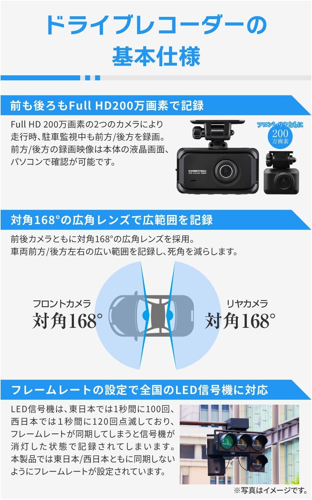 前後200万画素 FullHD
