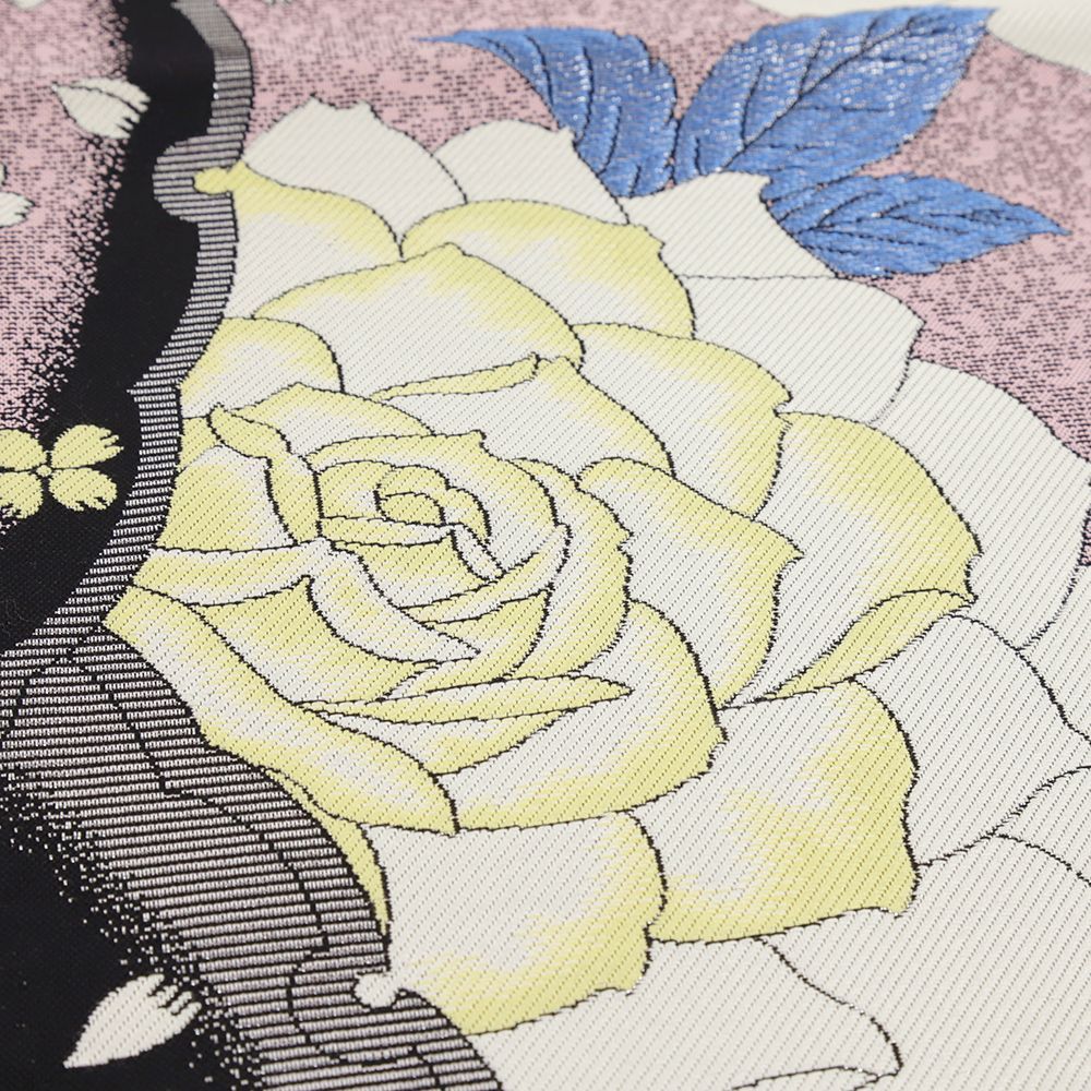 袋帯 京都 西陣 引き箔 金糸 黒 グレー 薔薇 バラ 華文 レア 上質な