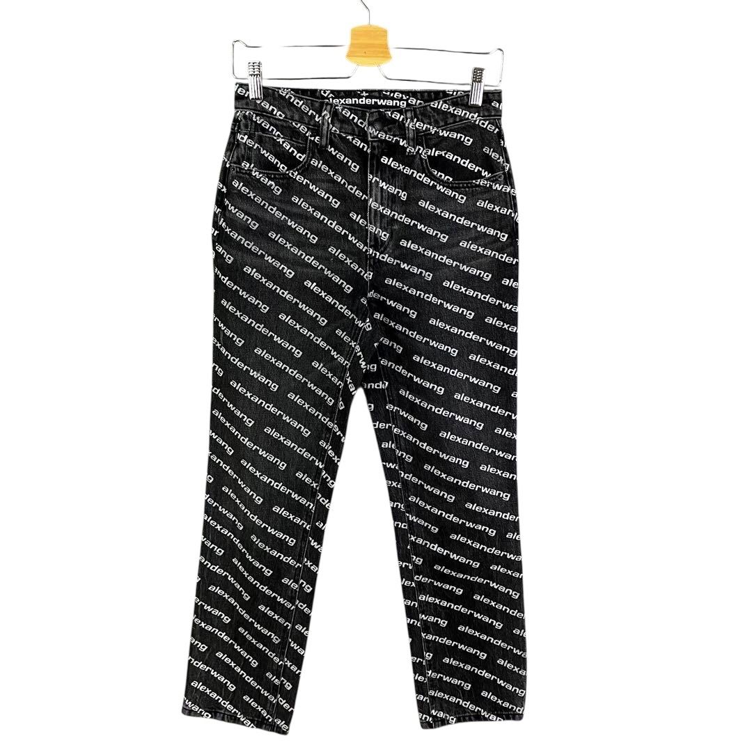 Alexander Wang ロゴ テーパード デニムパンツ 26 ブラック 黒 アレキサンダーワン ストレート コットン ロゴ柄