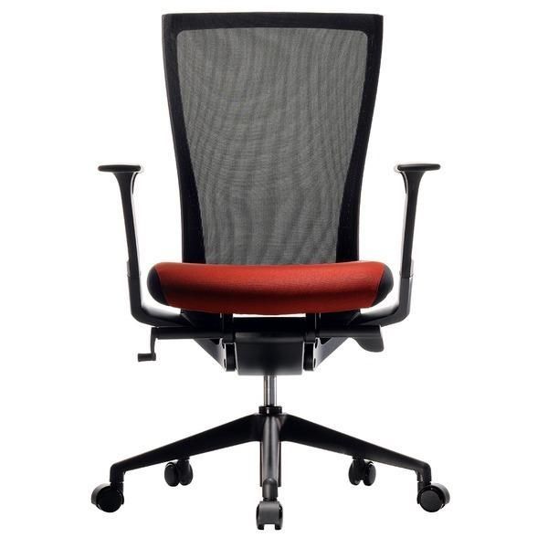 オフィスチェア 約幅688mm レッド キャスター付き 肘付き ガス圧式シリンダー 通気性 メッシュ T50チェア お客様組立品〔代引不可〕