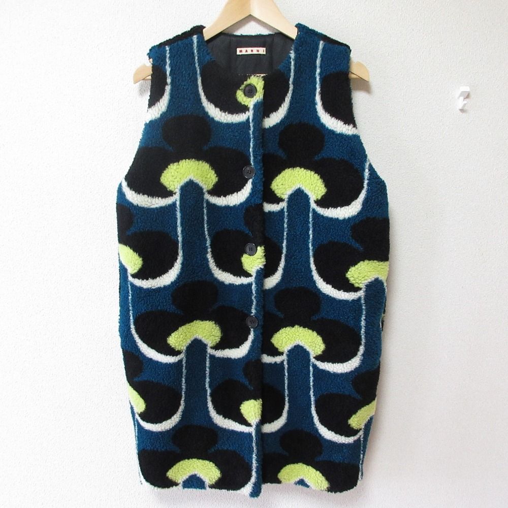 MARNI マルニ ボア 中綿 パデッドベスト キッズサイズ 14 ブルー レディース 古着