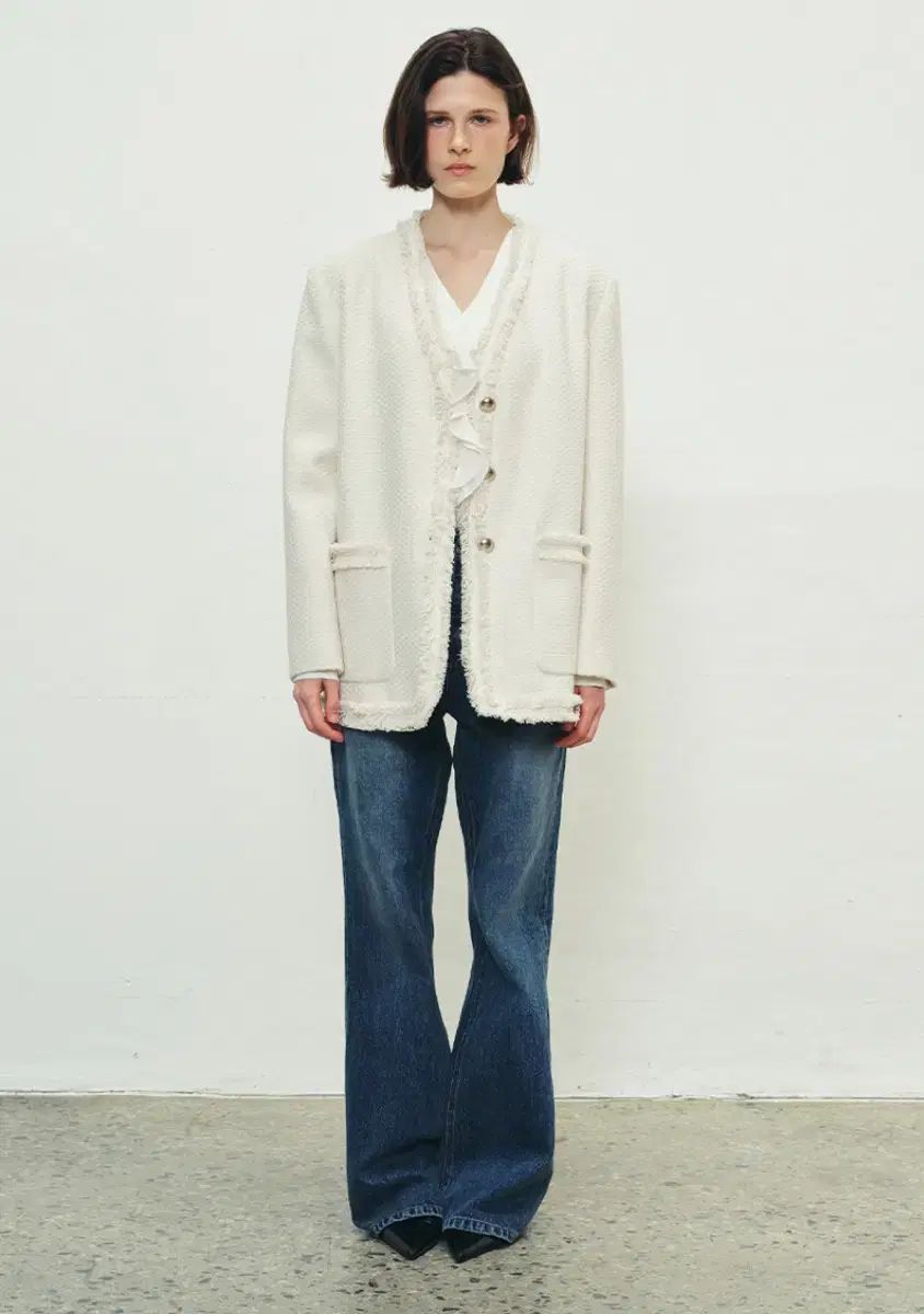 SOIR ソワール アイボリー ツイード ジャケット GULLKHAN_COM