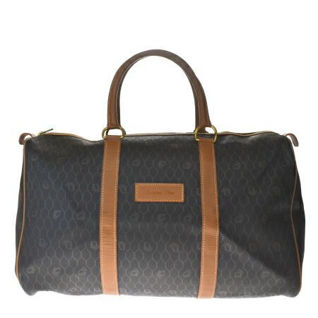 【中古】 中美品 クリスチャンディオール Christian Dior トロッター ボストンバッグ ハンド トラベル 旅行 ブラウン PVC レザー 36JC004