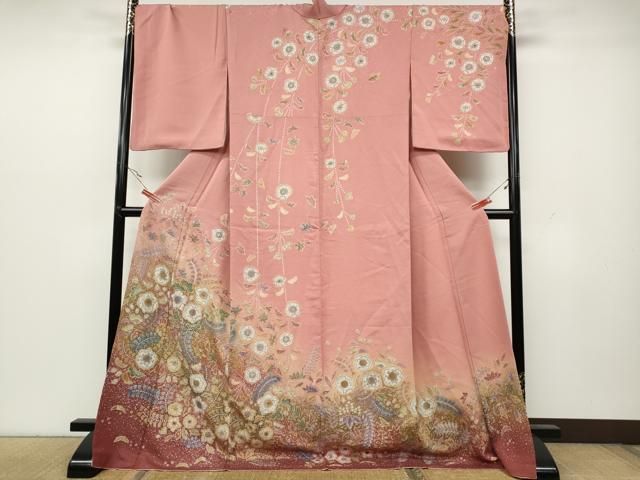 平和屋着物●訪問着　辻が花　絞り　暈し染め　銀通し地　正絹　逸品　CAAY5018ut 平和屋着物○訪問着 辻が花 絞り 暈し染め 銀通し地 正絹 逸品