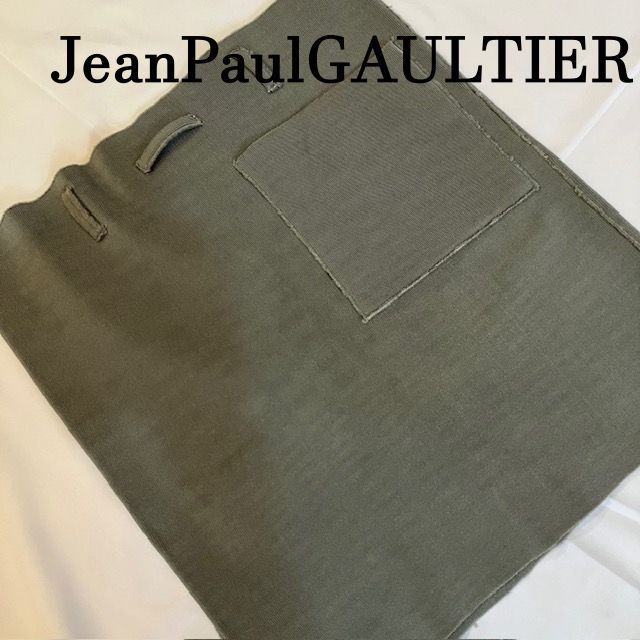 ジャンポールゴルティエ JeanPaulGAULTIER EQUATOR リブ調ストレッチ素材 ダークカーキ ミニスカート サイズ 42