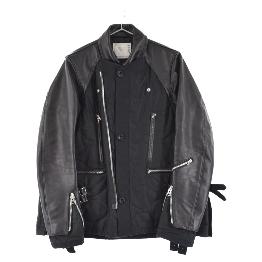 Sacai (サカイ) 21AW oversized contrast panel biker jacket オーバー