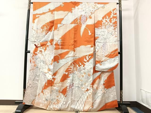 平和屋着物□豪華振袖 刺繍 雪輪花文 銀彩 正絹 逸品 CAAU6704xe