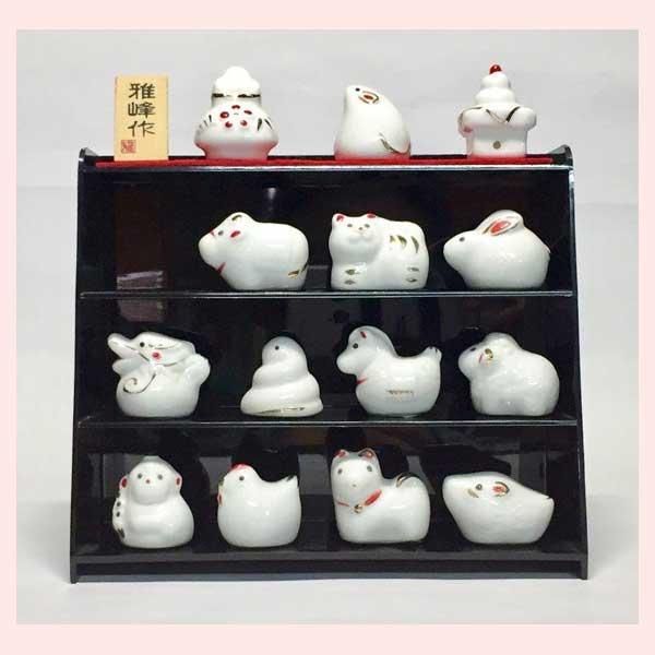 白磁金彩 十二支飾り K-25 ※陶器，置物，飾り，開運招福，縁起物，和