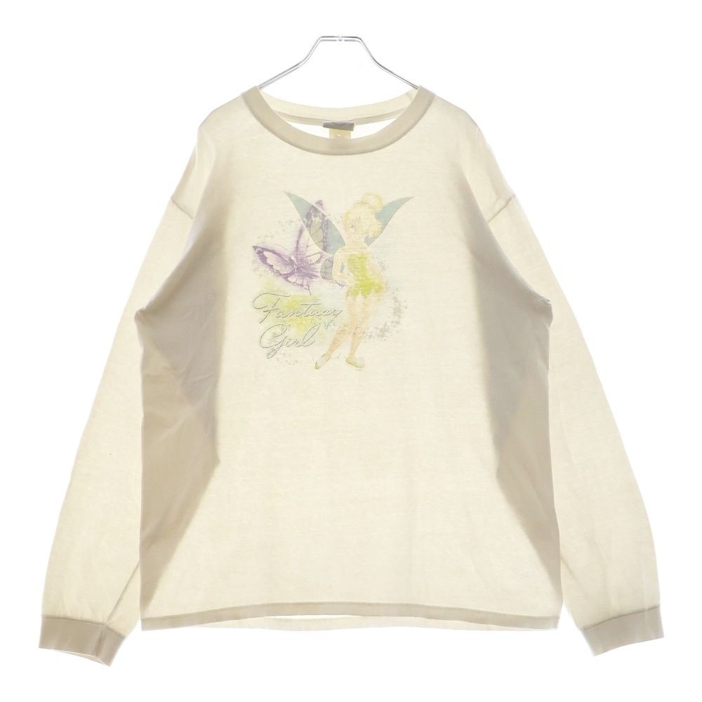 VINTAGE (ヴィンテージ) 90S VINTAGE TINKER BELL L/S TEE フロントプリント 長袖Tシャツ カットソー ホワイト
