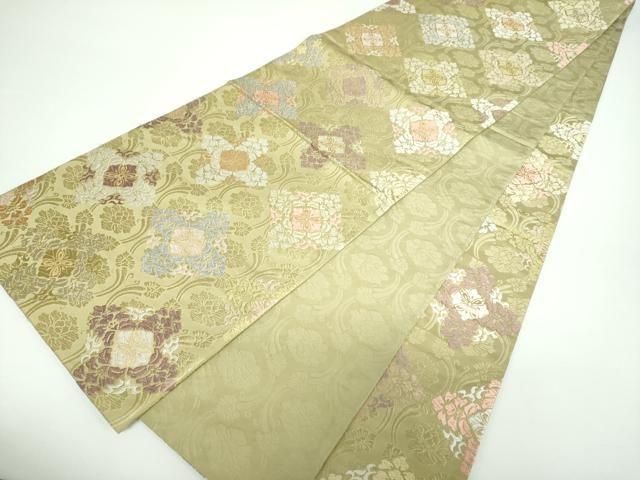 平和屋着物○六通柄袋帯 唐織 花菱文 金糸 正絹 逸品 DAAV6981ps