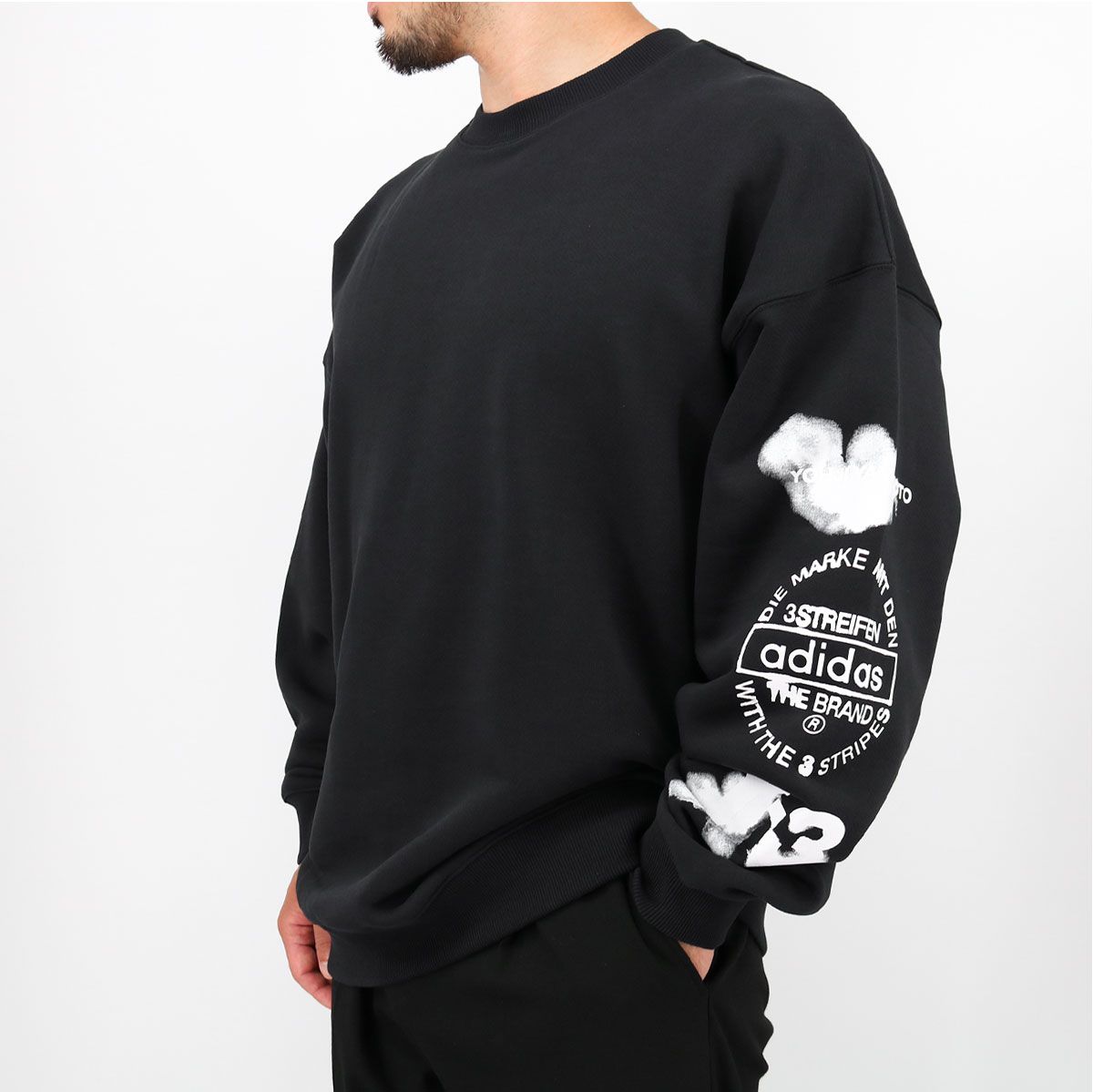Y-3 ワイースリー GRAPHIC CREW SWEAT JX4749 グラフィック クルー スウェット 袖プリント 袖ロゴ 長袖 LS クルーネック トレーナー メンズ