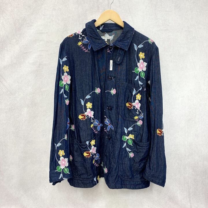 Engineered Garments エンジニアードガーメンツ Work Jacket Denim Floral Embroidery ワークジャケット アウター 花柄 刺繍 S インディゴ メンズ ファッション