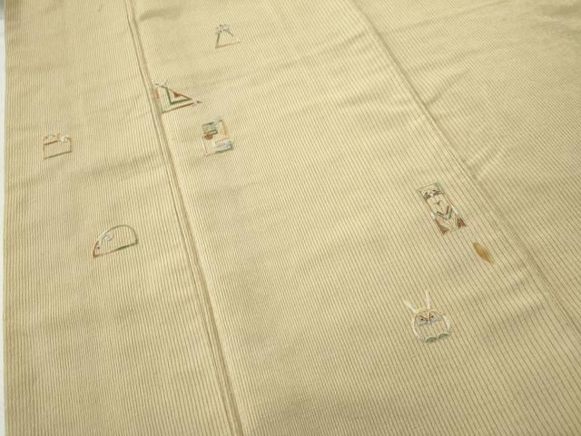 平和屋着物○訪問着 総刺繍 駒刺繍 干支 金糸 お召縮緬 正絹 逸品