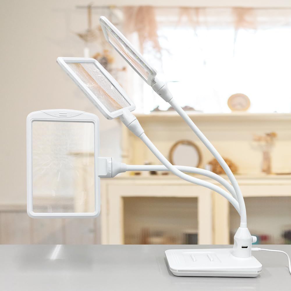 共栄プラスチック ルーペ スタンドライトルーペ LEDライト付き アイボリー SR-75 C-IV