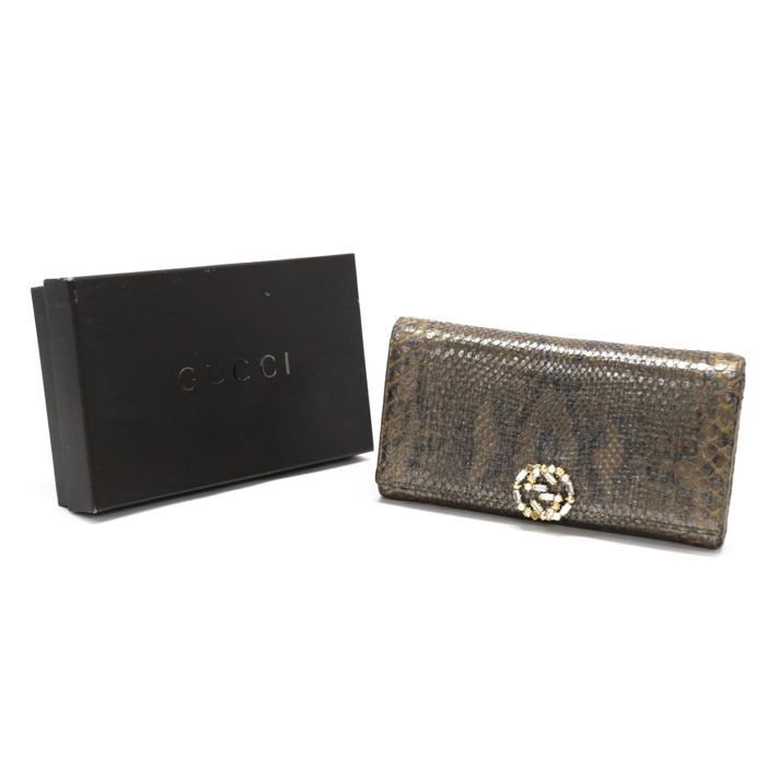 グッチ GUCCI コンチネンタルウォレット パイソン / レザー GG  