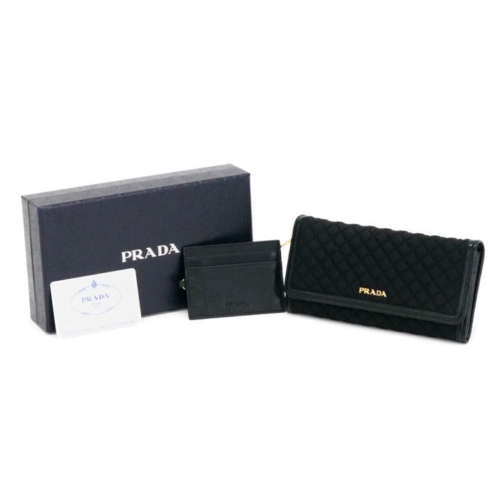 プラダ PRADA テスート キルトイン 長財布 ナイロン / レザー 