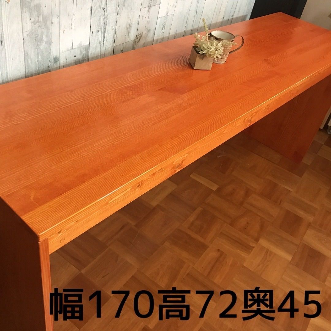 テーブル カウンター✳天板ヒノキの集成材 幅140 ウォルナットニス 