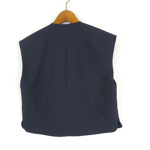 ZARA ジレ　ネイビー ザラ ZARA 25SS ボタン ベスト トップス ジレ クロップド XS 紺