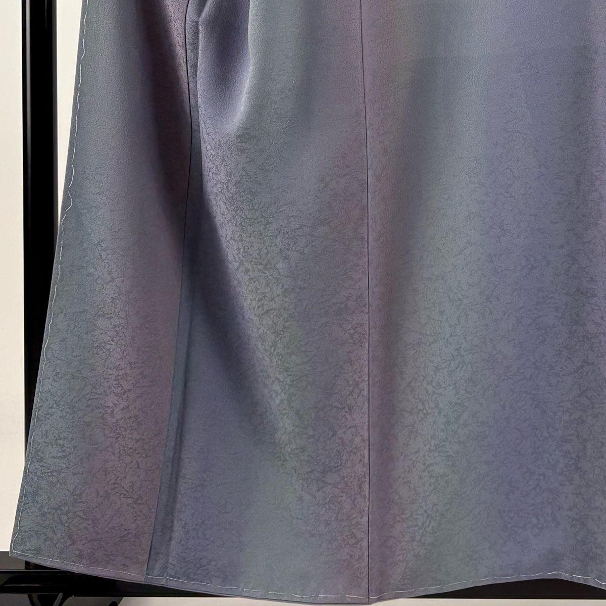 小紋 身丈157cm 裄丈65cm M 袷 地紋 陶流染 青紫 正絹 秀品