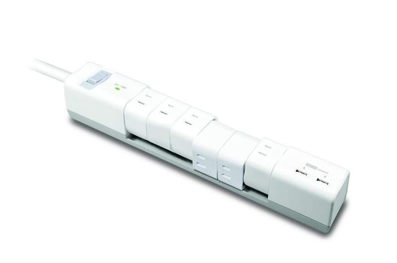 Nissho Telecom 可動式電源タップ 回転式6口 USB2ポート S9P602