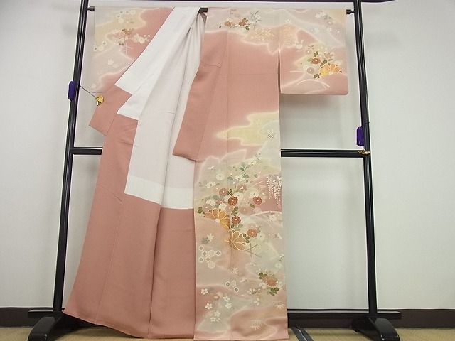 平和屋1■極上　夏物　訪問着　絽　駒刺繍　正倉院菱花唐草文　金彩　反端付き　逸品　未使用　3s30036