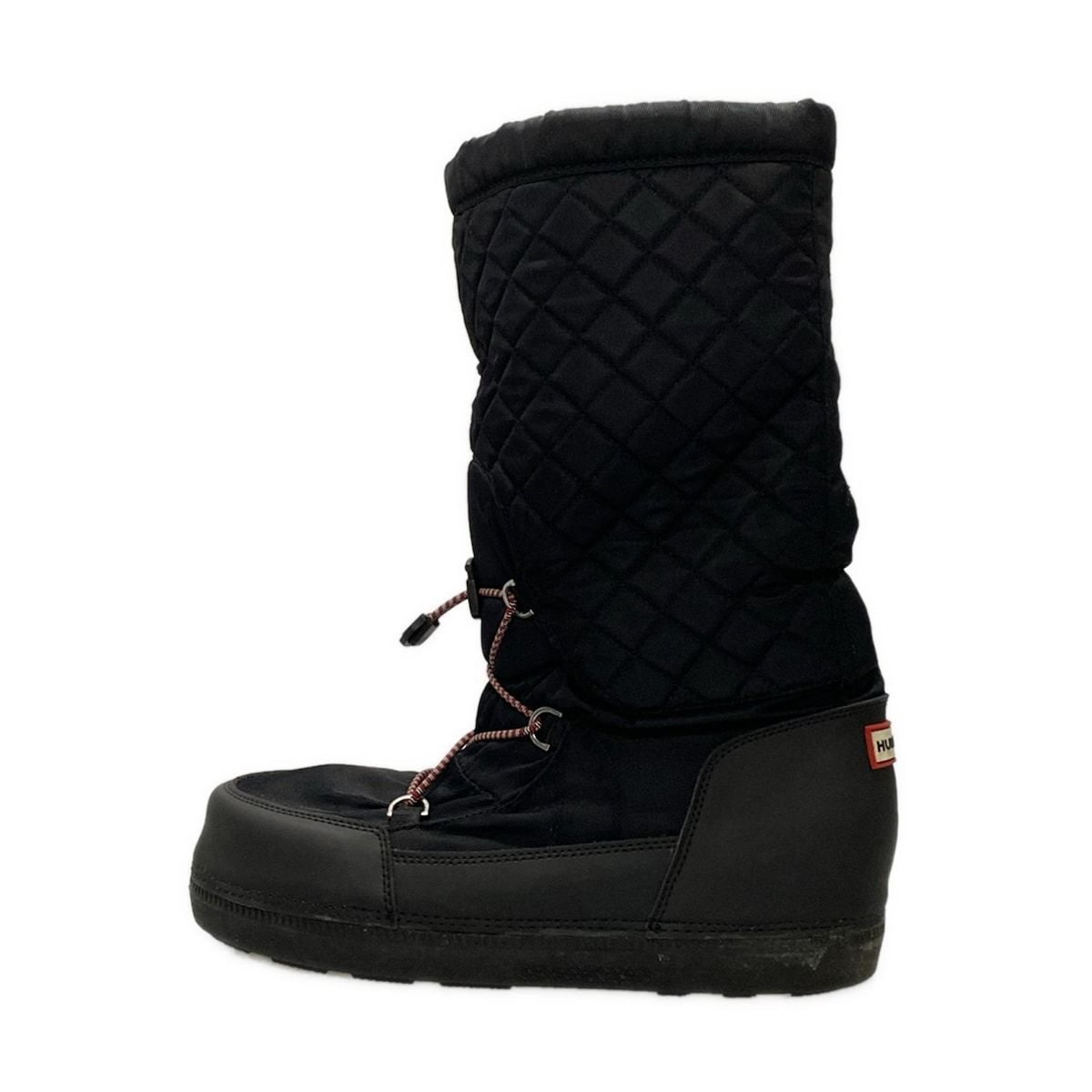 HUNTER ハンター ロングブーツ US 10 レディース - 黒×レッド キルティング