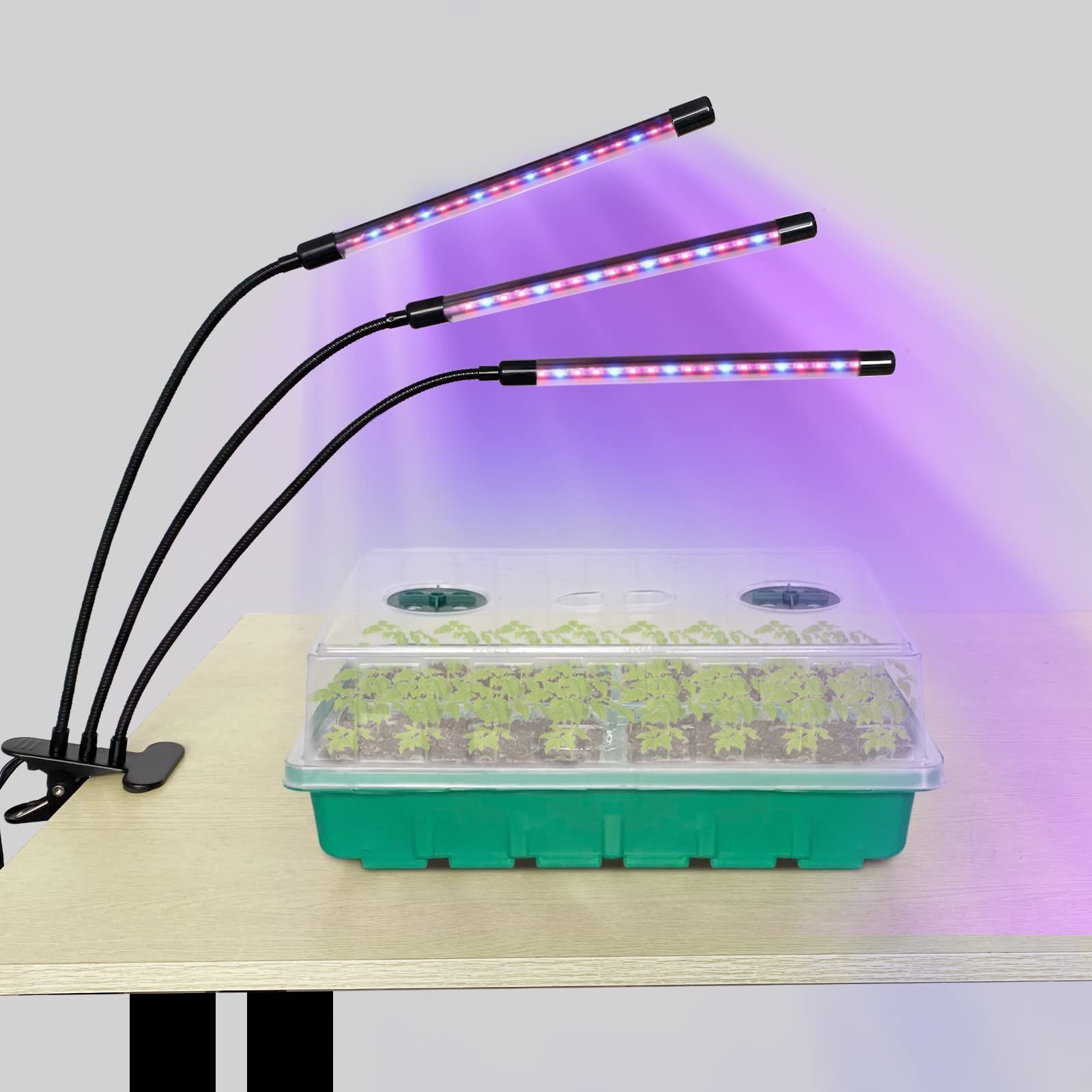 【新着商品】植物育成ライト+育苗ポット 苗箱 LED室内栽培ランプ タイミング 360調節可能 育苗トレイ 水耕栽培 野菜工場 クリップ式