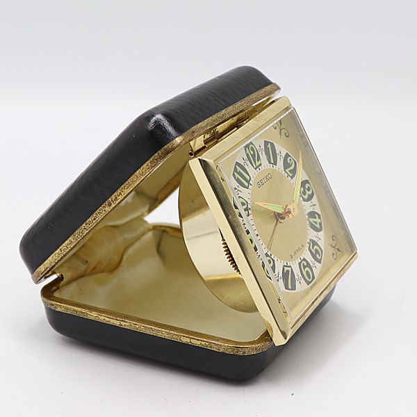 セイコー 手巻き トラベルクロック ゴールド文字盤 卓上クロック アラーム 置時計 KMR 2000000 NSK