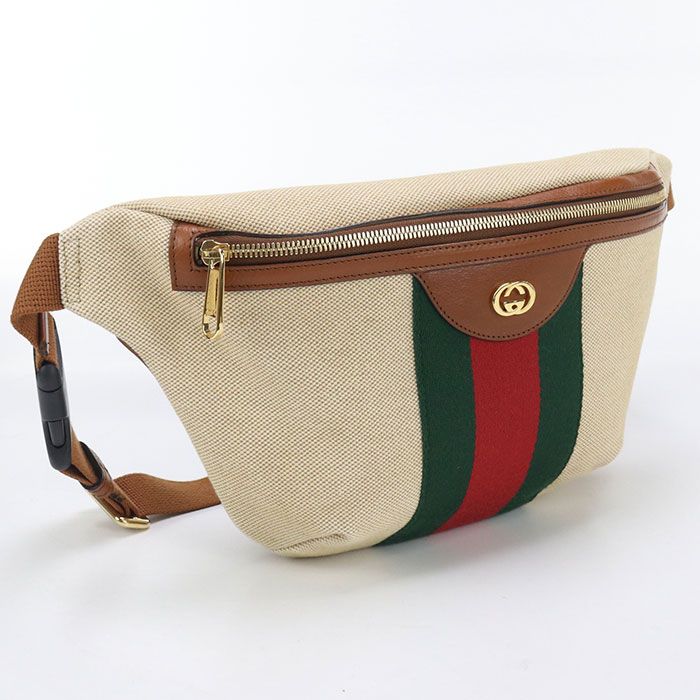 GUCCI グッチ ベルトバッグ ヴィンテージキャンバス 575082 ボディバッグ キャンバス レザー レディース