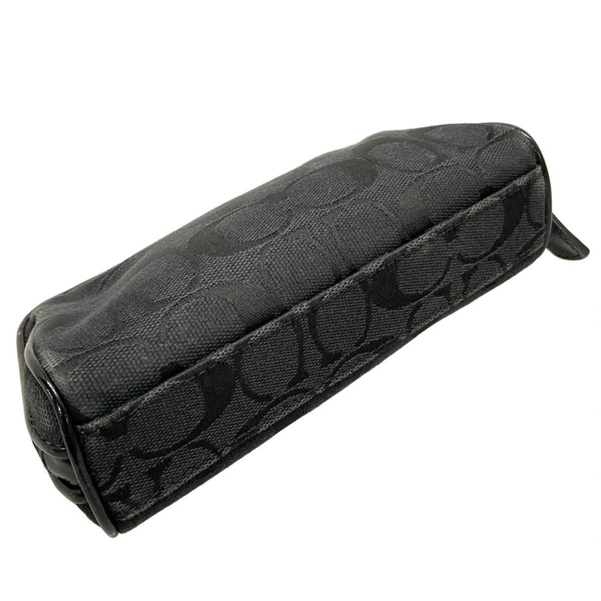 COACH コーチ シグネチャー柄ミニポーチ 黒レザー手持ち COACH（コーチ