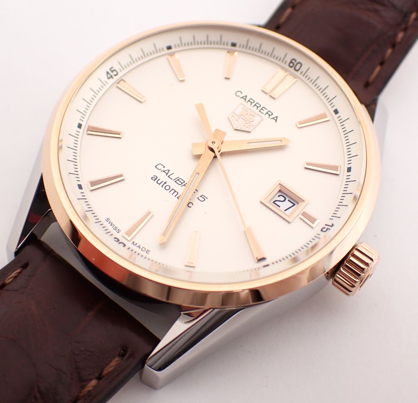 美品 TAG Heuer(タグホイヤー) カレラ SS/PG/革 AT