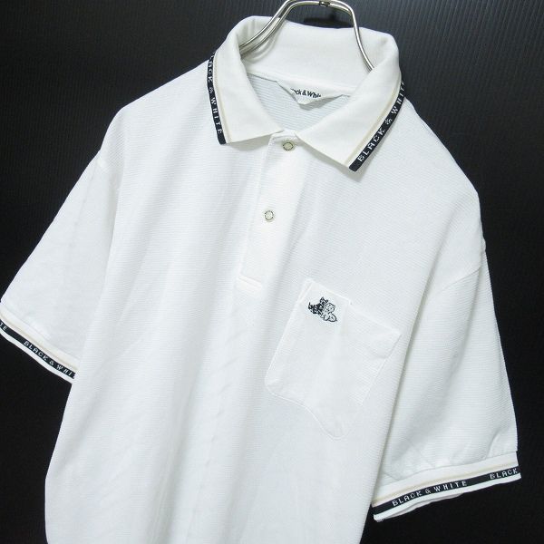 ブラック&ホワイト Black&White ロゴ ポロシャツ カットソー