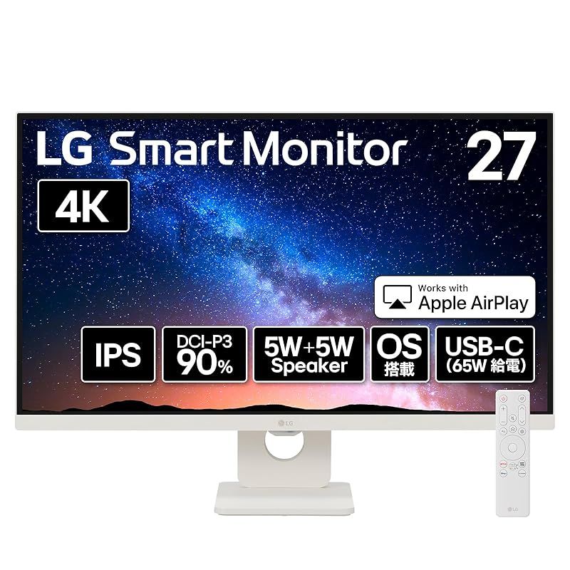LG Monitor モニター ディスプレイ 27U731SA-W 27インチ|4K 3840×2160 |IPS|DCI-P3 90%|約10.7億色表示 8bit FRC |HDR|アンチグ |USB Type-C 最大65W給電 |自動明るさ調整| 1