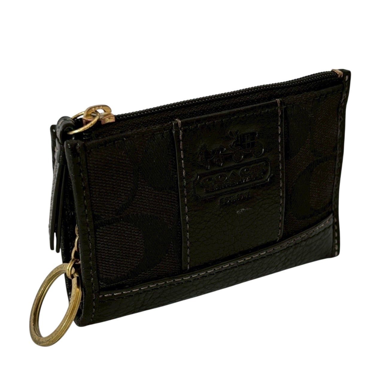 COACH コーチ キーリング付きカードケース 黒 カード入れ シグネチャー