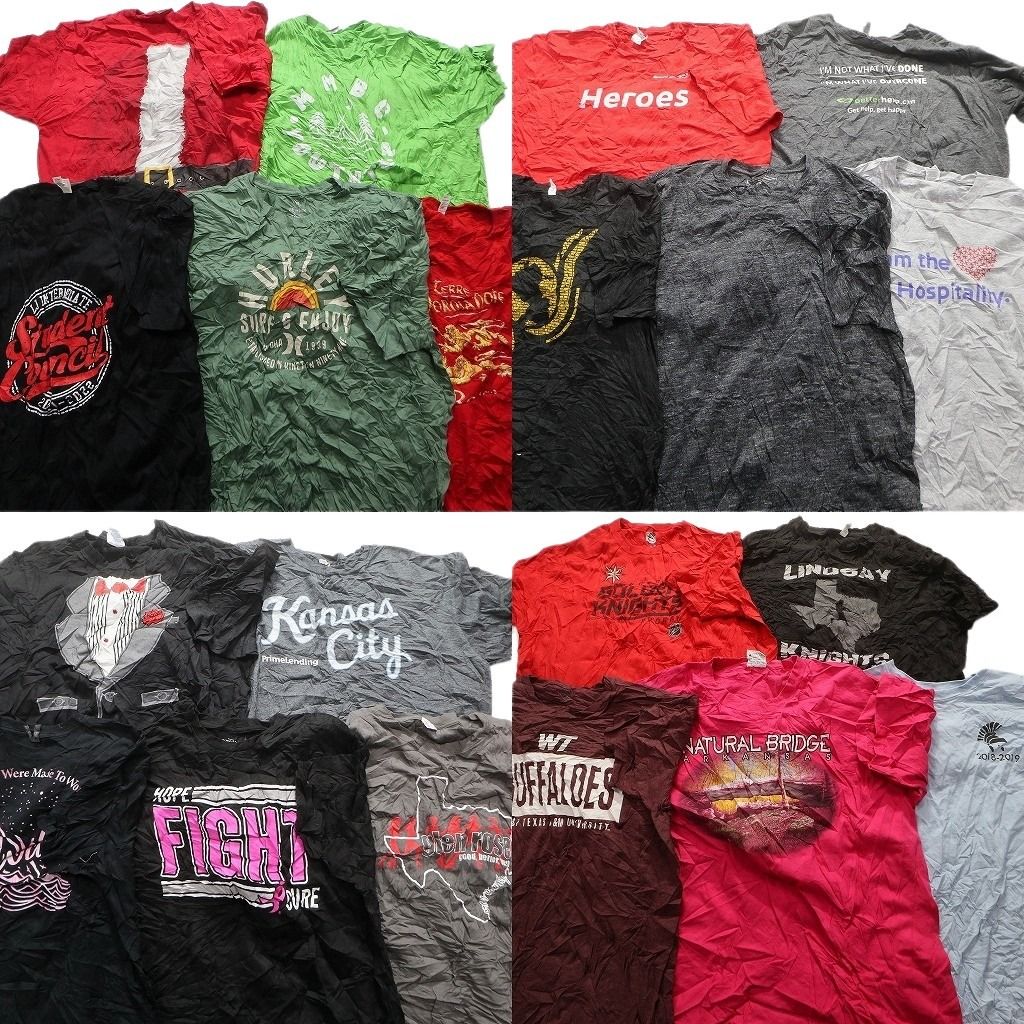 古着卸 mix プリント 半袖Tシャツ 20枚セット メンズ 2XL 英文字プリント ワンポイント 無地 古着 NA0724