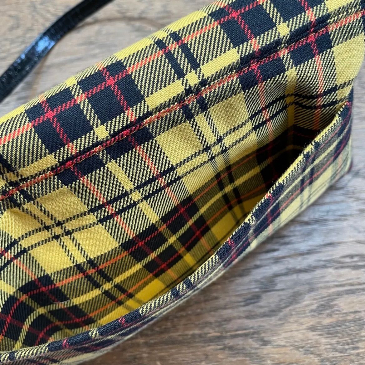 jewel trash ハンドバッグ イエロー チェック モッズ 昭和 レトロ スペースエイジ トラッド タータンチェック DECORATOM_COM_BR