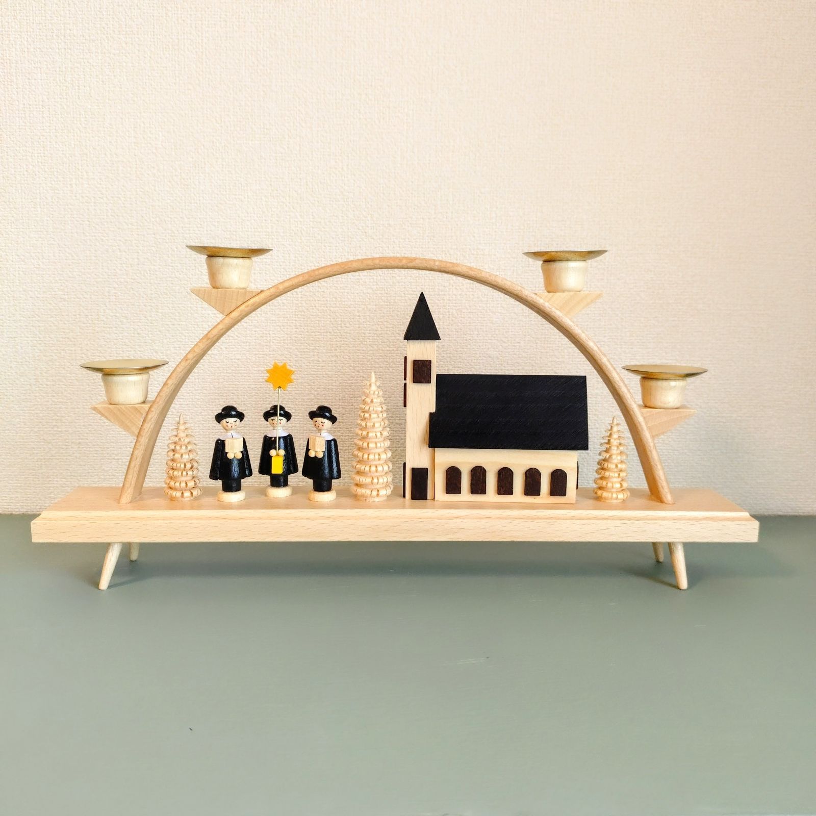 教会と聖歌隊のシュヴィップボーゲン ドイツ 木製 ドイツ雑貨 木製インテリア