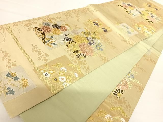 平和屋着物◎六通柄京袋帯　唐織　草花文　金糸　AABI0855yx 平和屋着物◎六通柄袋帯 唐織 花唐草文 金糸 正絹 逸品 BAAX4761qwの
