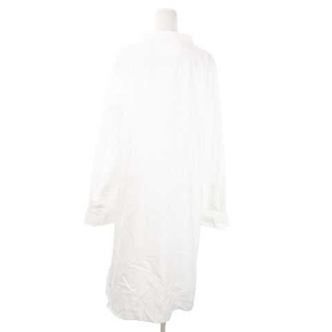 アルノ ARNO シャツワンピース ミモレ ロング スタンド 長袖 ビッグポケット 白 ホワイト AO17