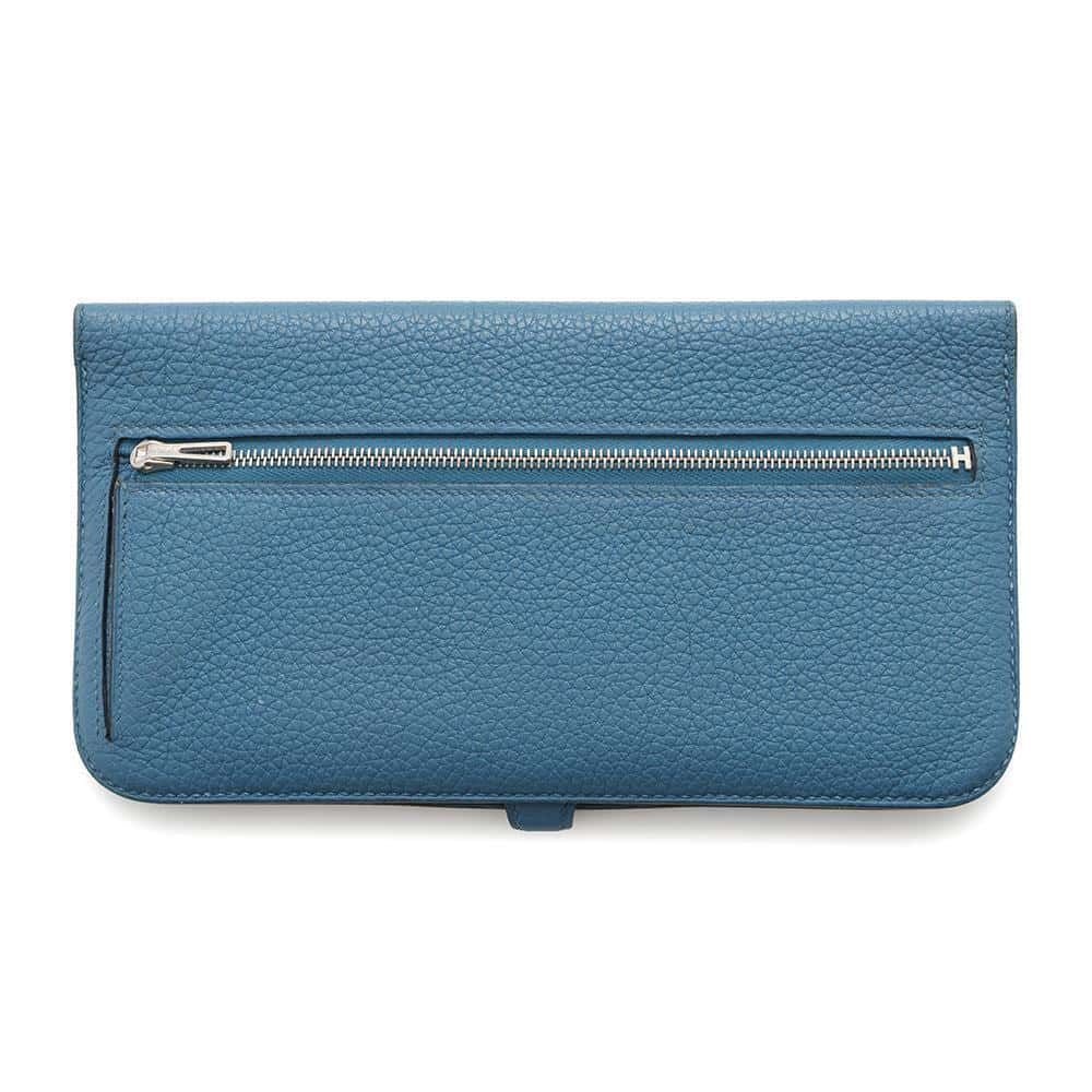 エルメス 長財布 ドゴンロング ブルーイズミール/シルバー金具