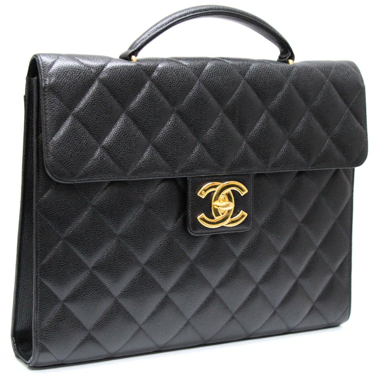 シャネル CHANEL マトラッセ ビジネスバッグ ブリーフケース キャビア 黒 G金具 71724