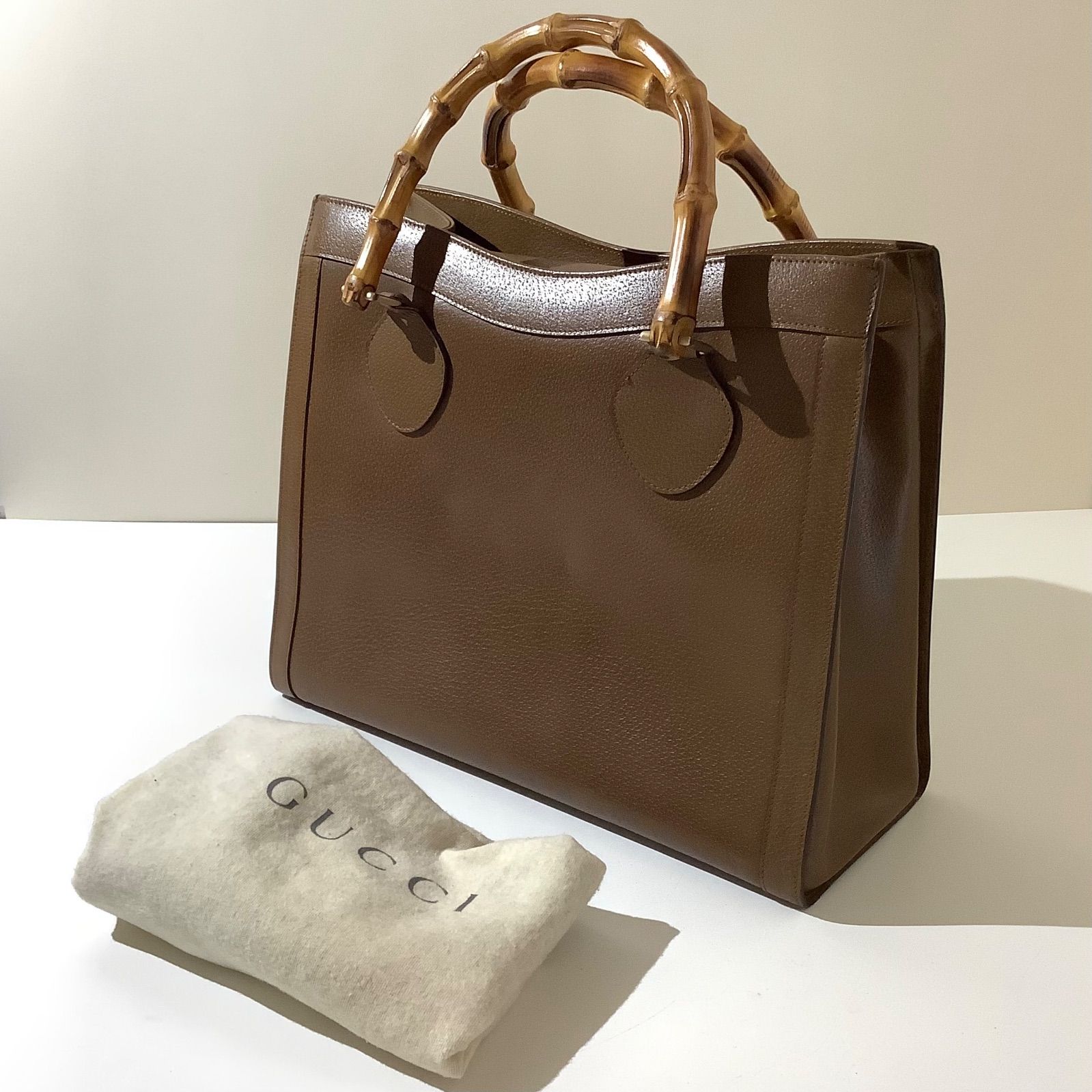 GUCCI グッチ バンブー ブラウンレザー ハンドバッグ トートバッグ GUCCI グッチ バンブー ブラウンレザー ハンドバッグ トートバッグ