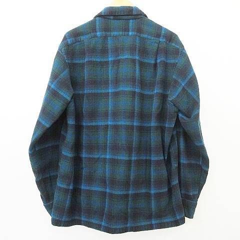 Pendleton ウールネルシャツ 青系チェック PENDLETON ウールチェックシャツ ペンドルトン 寒色系 Size L