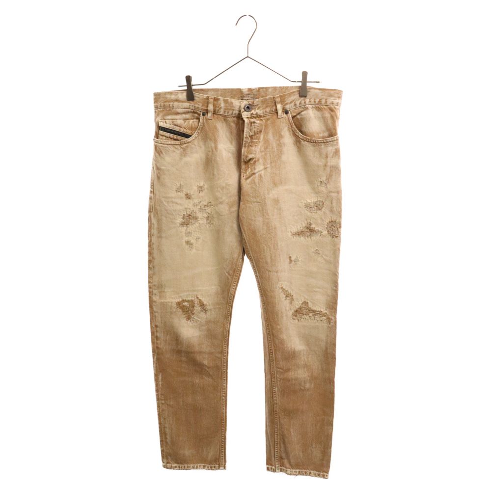 DIESEL BLACK GOLD (ディーゼルブラックゴールド) ダメージ加工デニムパンツ ブラウン