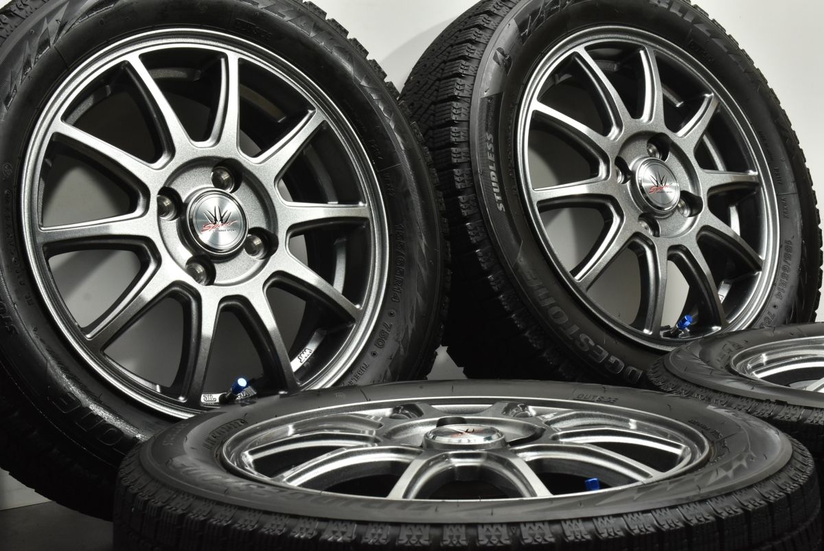 程度良好品 ロクサーニスポーツ 14in 4.5J 45 PCD100 ブリヂストン ブリザック VRX2 155 65R14 N-ONE N-BOX ワゴンR タント ムーヴ