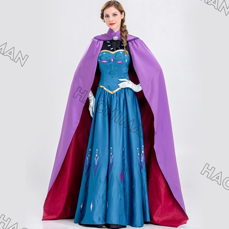 コスプレ 衣装 戴冠式 姫様 ドレス 演出服 マント付き ワンピース レディース 大人サイズ エレガント 文化祭 学園祭 ハロウェイン 遊園地 クリスマス イベント 撮影 ファミリー パーティー