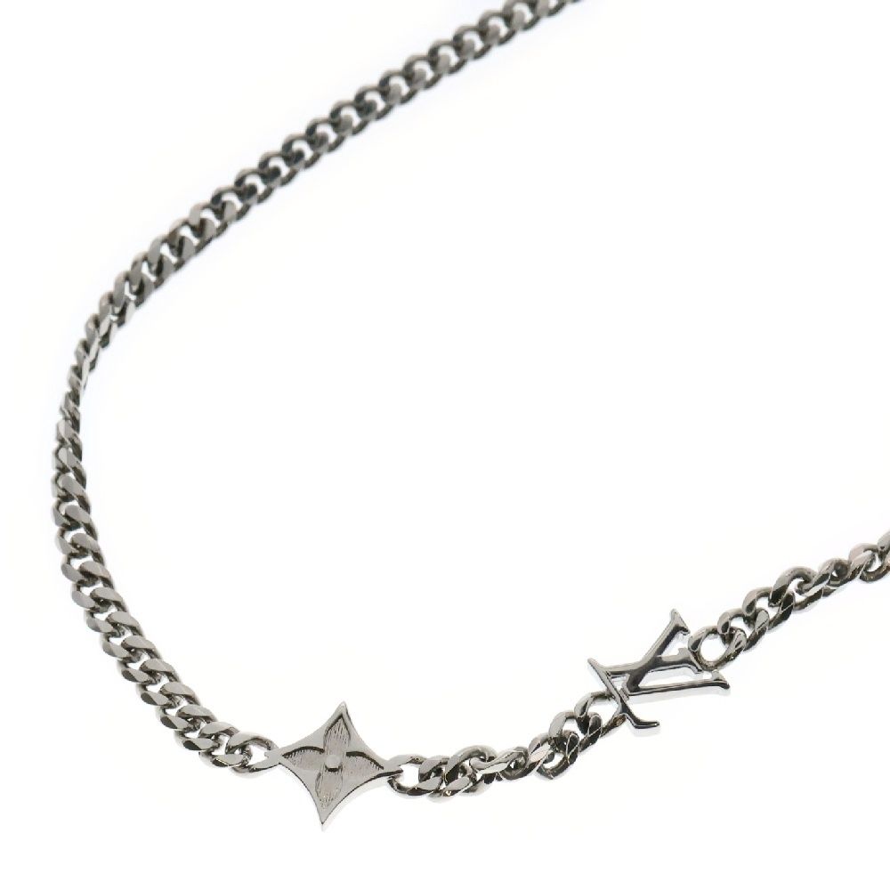 LOUIS VUITTON ルイヴィトン モノグラム ロウ ネックレス シルバー メタル アクセサリー M01490