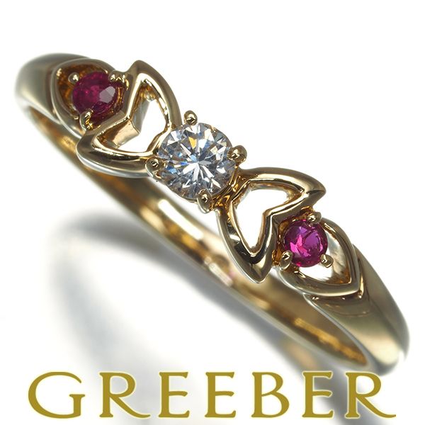 ディオール リング ダイヤ ダイヤモンド ルビー リボン 12.5号 K18YG  